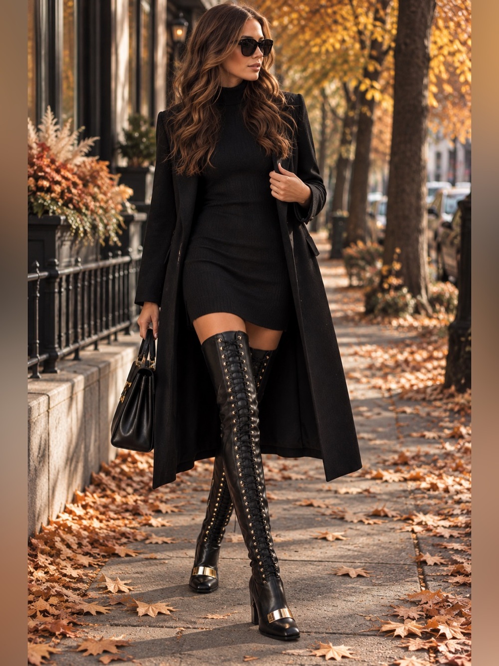 Sergio Rossi | Lace-Up Thigh-High Boots – Black Leather